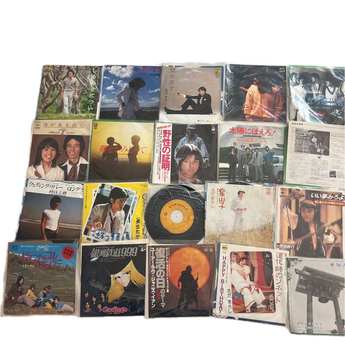 A706-60 レコードまとめて 歌謡曲 昭和アイドル 昭和歌謡 レコード 長期保存 当時もの レトロ パッケージ折れてあり さだまさし 時任三郎
