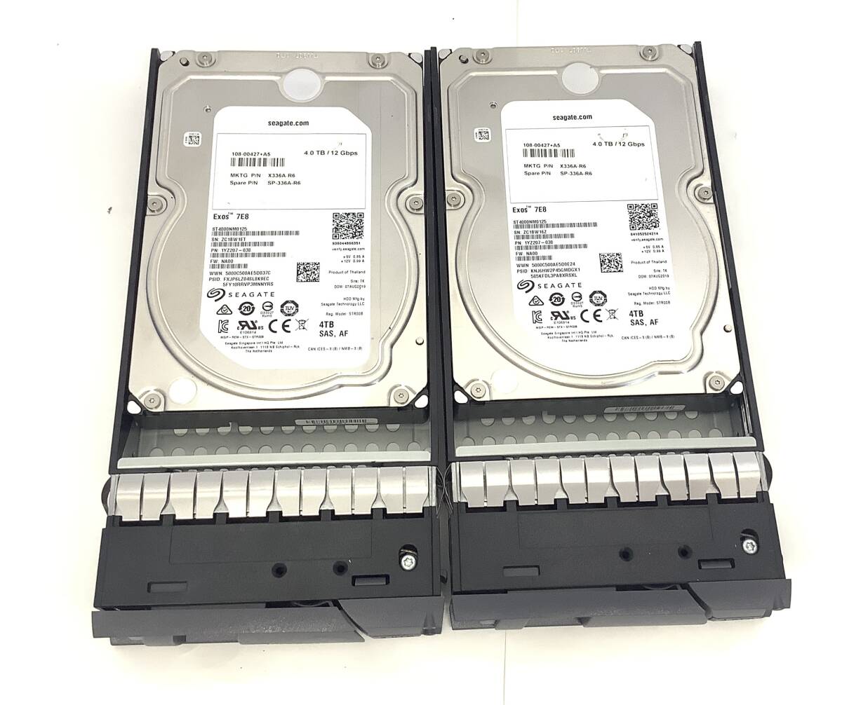 K8053032 SEAGATE 4TB Exos 7E8 SAS 3.5インチ HDD 2点【中古動作品】