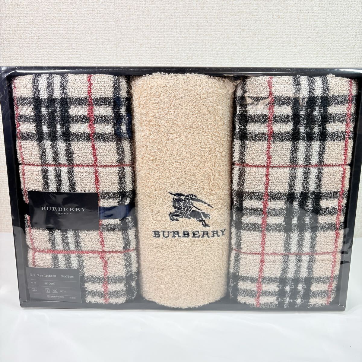 BURBERRY LONDON バーバリー　 フェイスタオル３枚セット　 ノバチェック　ベージュ　 西川産業　日本製　ギフト