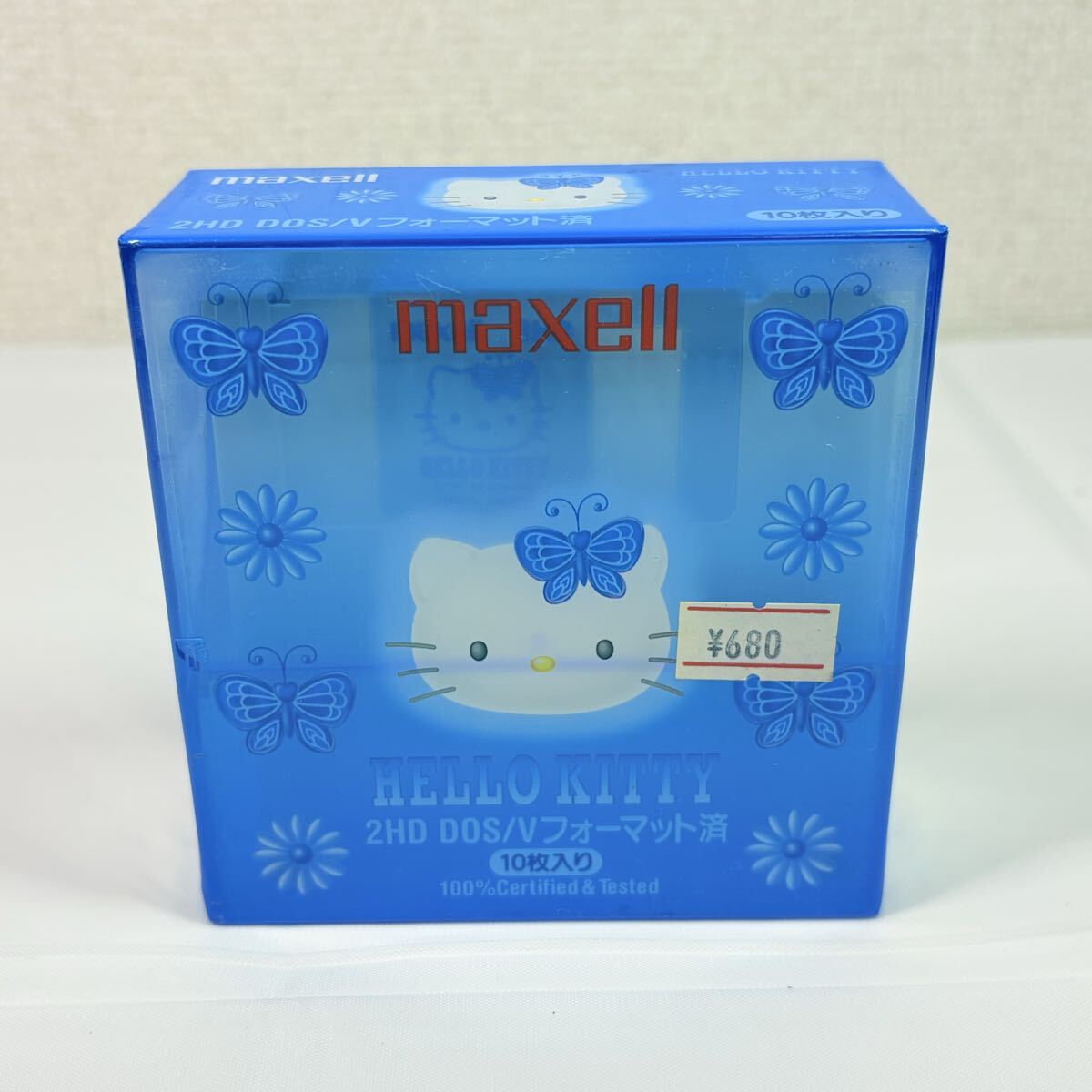 未開封品　保管品　maxell マクセル　Hello Kitty ハローキティ　2HD DOS フロッピーディスク　10枚 ブルー　記録媒体　レトロ　当時物