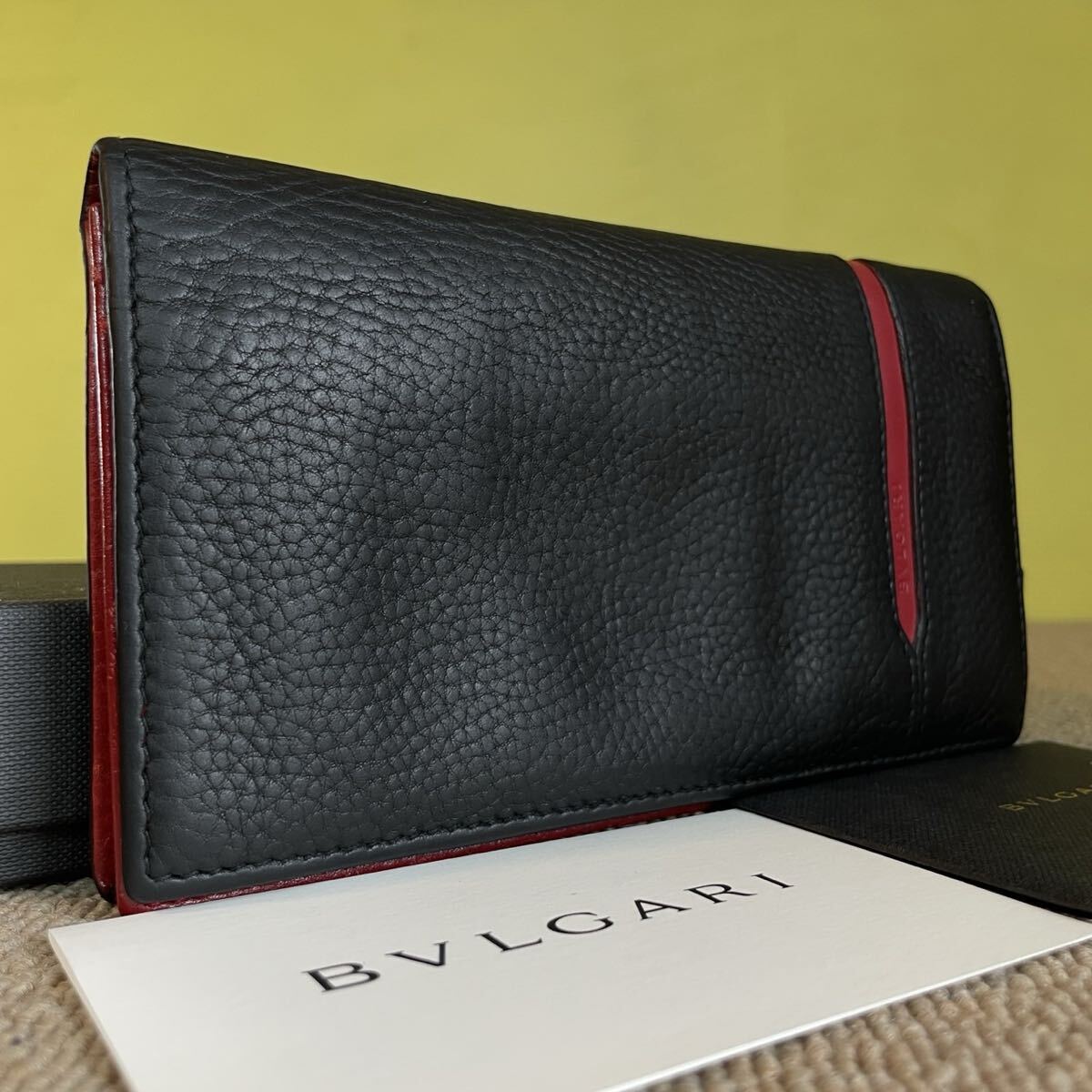 一円 極美品　 BVLGARI ブルガリ ロングウォレット ビーゼロ 二つ折り ブラック 長財布 黒 財布　画像の物が付属