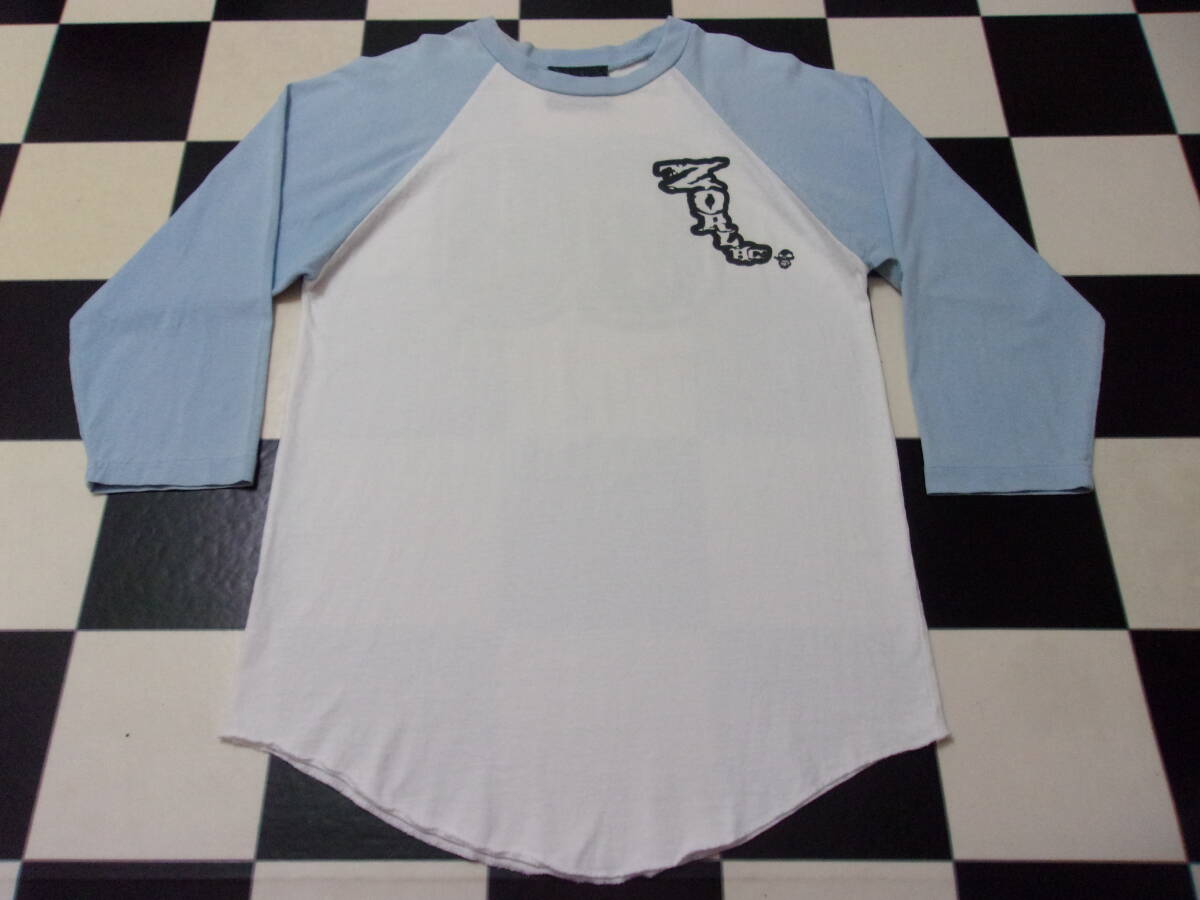 90s ZORLAC ラグラン Tシャツ M 90年代 ゾーラック 七分袖 古着 ロックT old vintage sk8 dogtown suicidal powell buttstain antihero