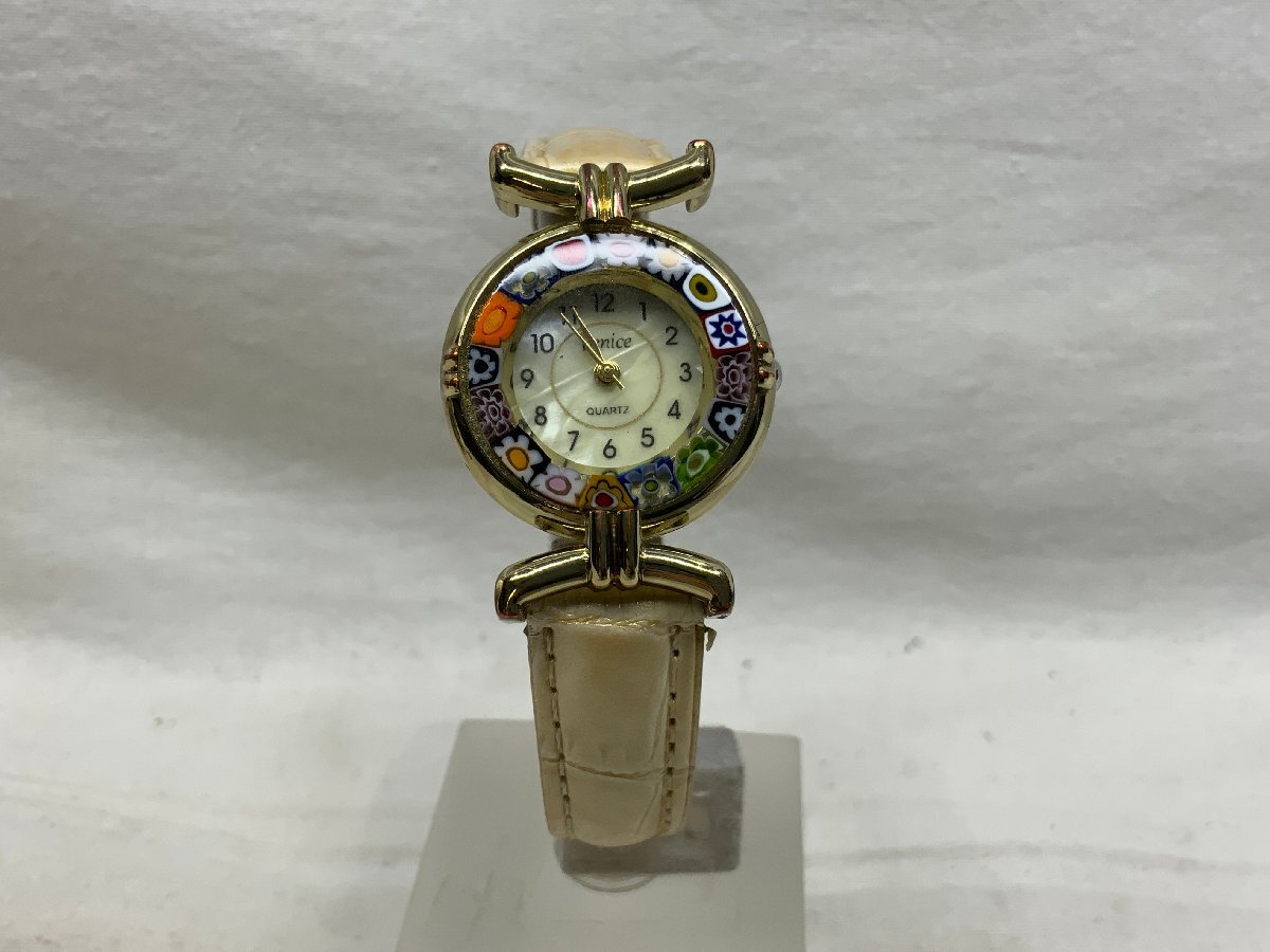 【中古・稼働品】Venice ヴェニス　ヴェネチアングラス　レディウォッチ　クオーツ時計　