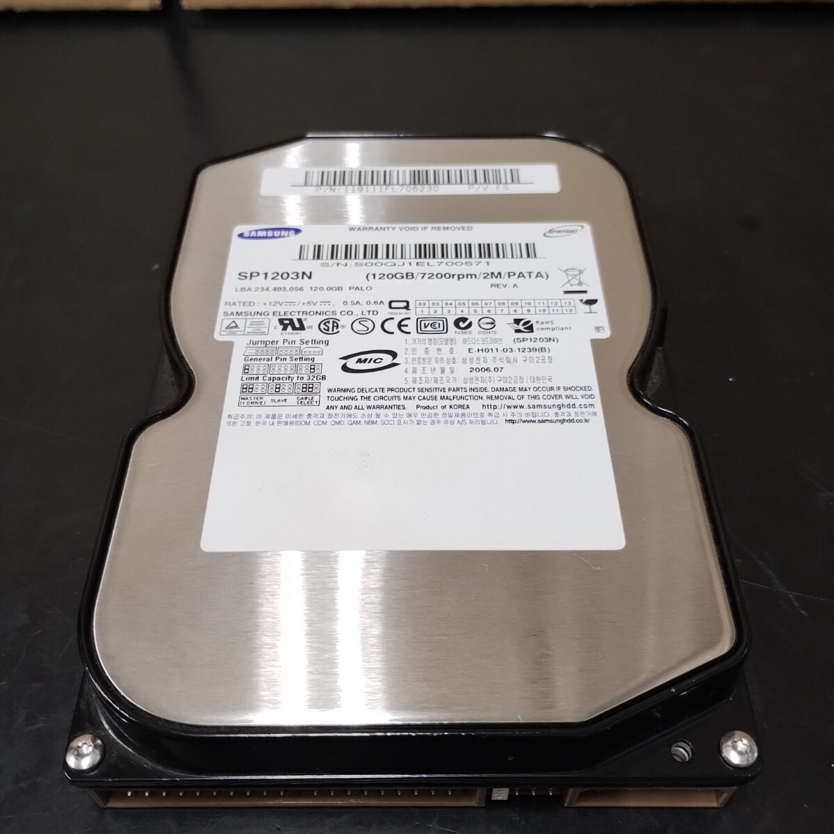 O24 SAMSUNG HDD 3.5インチ 120GB 120.0GB UltraATA IDE SP1203N 中古品 CrystalDiskinfo 正常判定