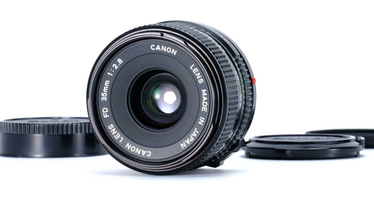  Canon キャノン New FD 35mm F2.8 + 純正フロント & リアキャップ付　#163e
