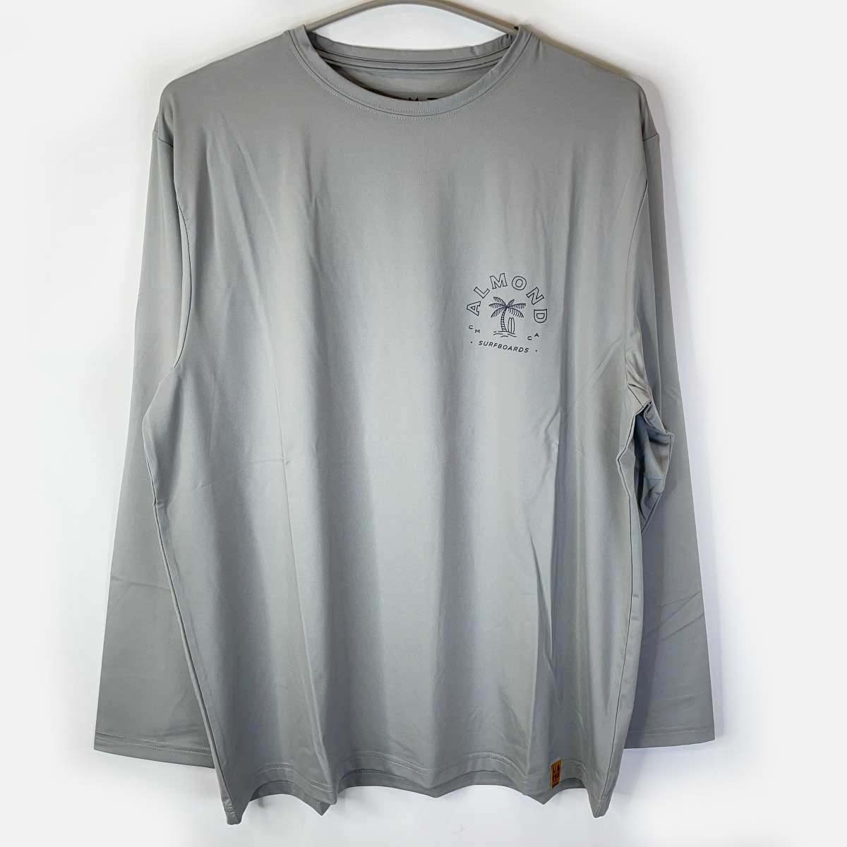 【中古・未使用品】Almond アーモンド サーフボードデザイン L/S Tee ロングスリーブ ラッシュガード L グレー GP-007 ユニセックス