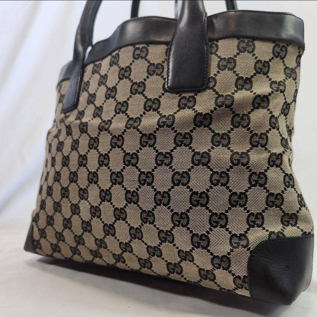 1スタ!! GUCCI グッチ トートバッグ ハンドバッグ A4可 肩掛け GGキャンバス GG柄 裏地迷彩柄 本革 レザー ブラック 黒 メンズ レディース