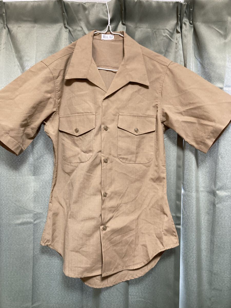 YK-4803 ミリタリー系 中古品 サイズ 未記載 メンズ 半袖 沖縄 カーキ 海兵隊 米軍 USMC シャツ 軍 放出品 同梱相談可 腕章無し