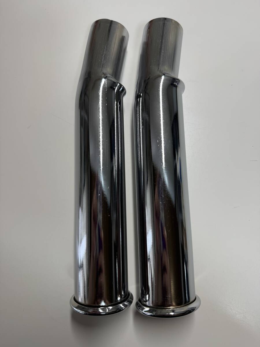 空冷VW 2個セット ペア 曲がった テールパイプマフラー チップ 24cm メッキ バス ギア T2 T1T3 T4 ワーゲン ビートル パイプ VW 空冷