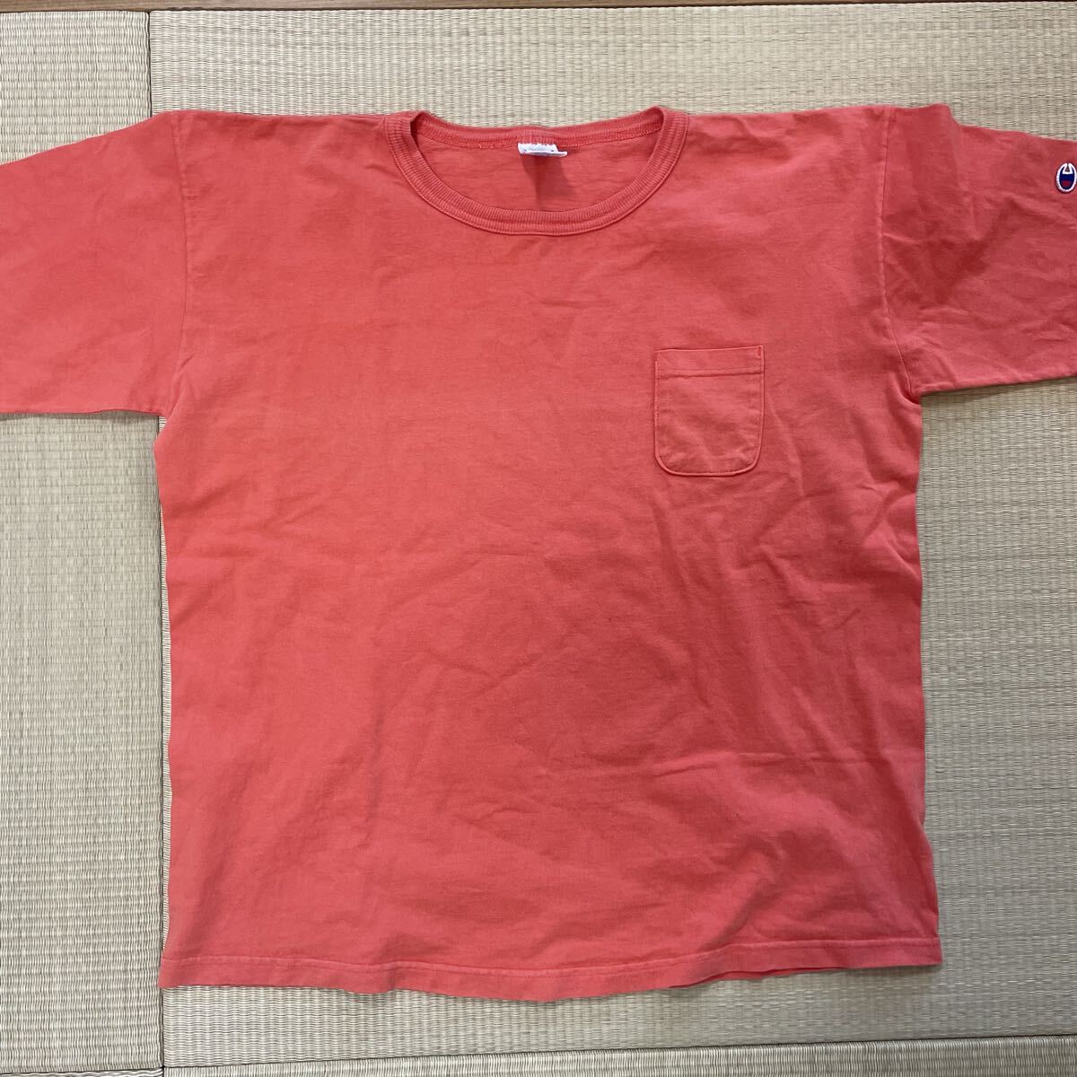 チャンピオン　ポケt tシャツ USA製 オレンジ　ピンク　T1011 無地　XL