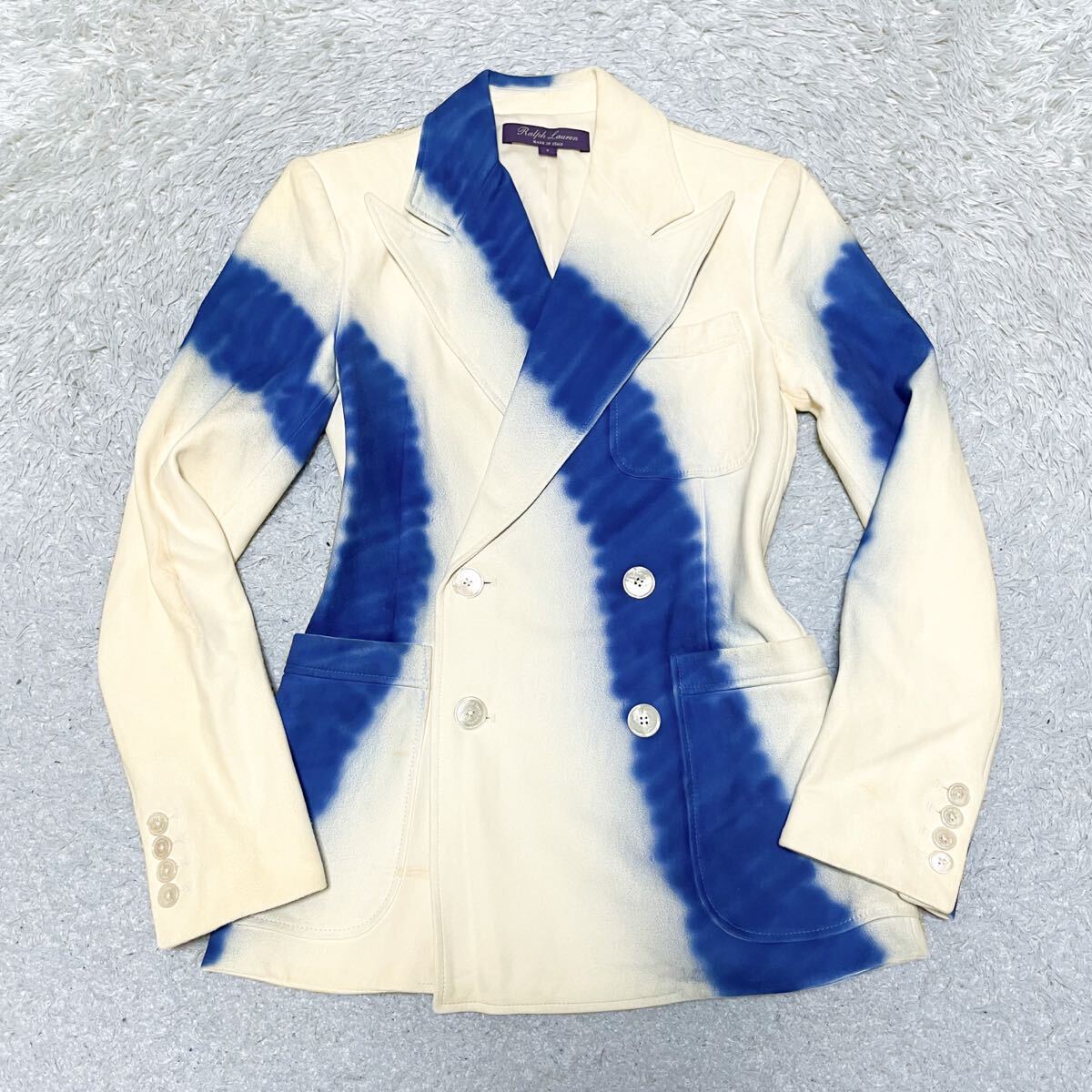 RALPH LAUREN PURPLE LABEL ラルフローレン パープルレーベル 2022年モデル 羊革 スエードレザー テーラード ジャケット ダブル サイズ2