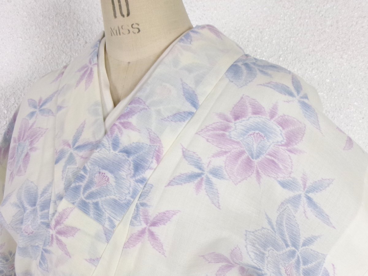 7086■ 未使用 単衣 涼感のある華模様 洗える夏着物 ■ひまわり
