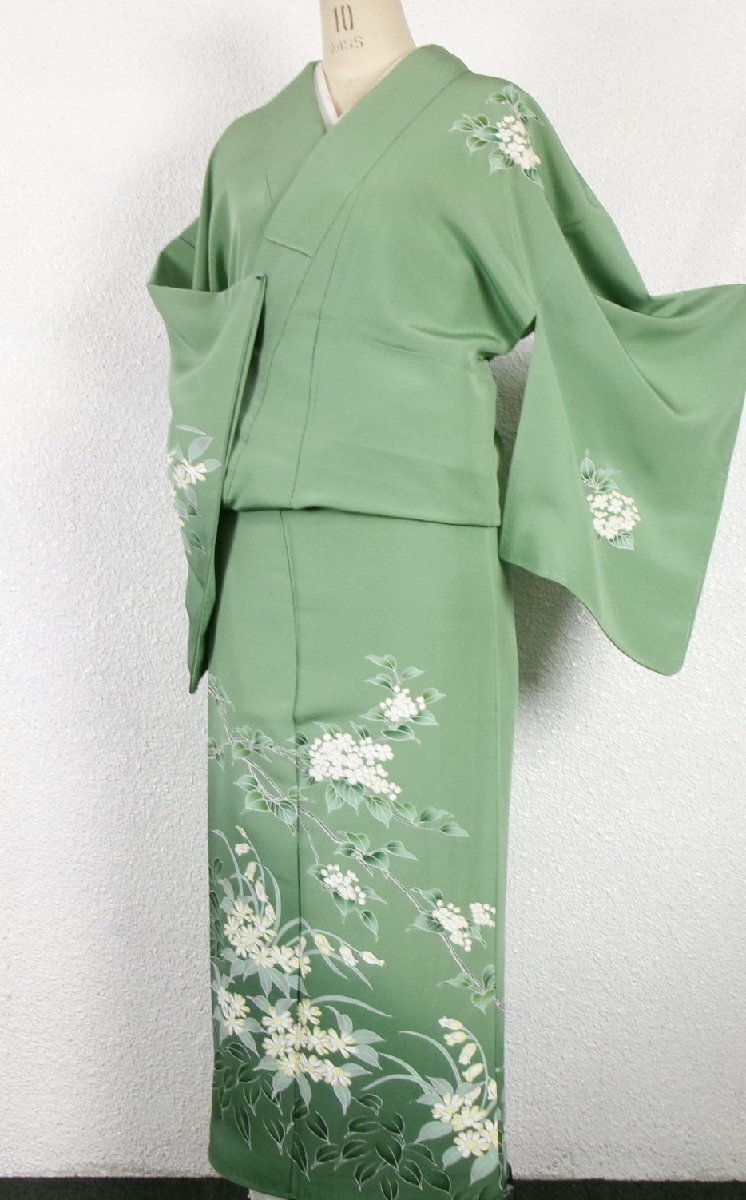 7039■ 美品 紫陽花や野の花 暈し手描き染め 訪問着 ■ひまわり