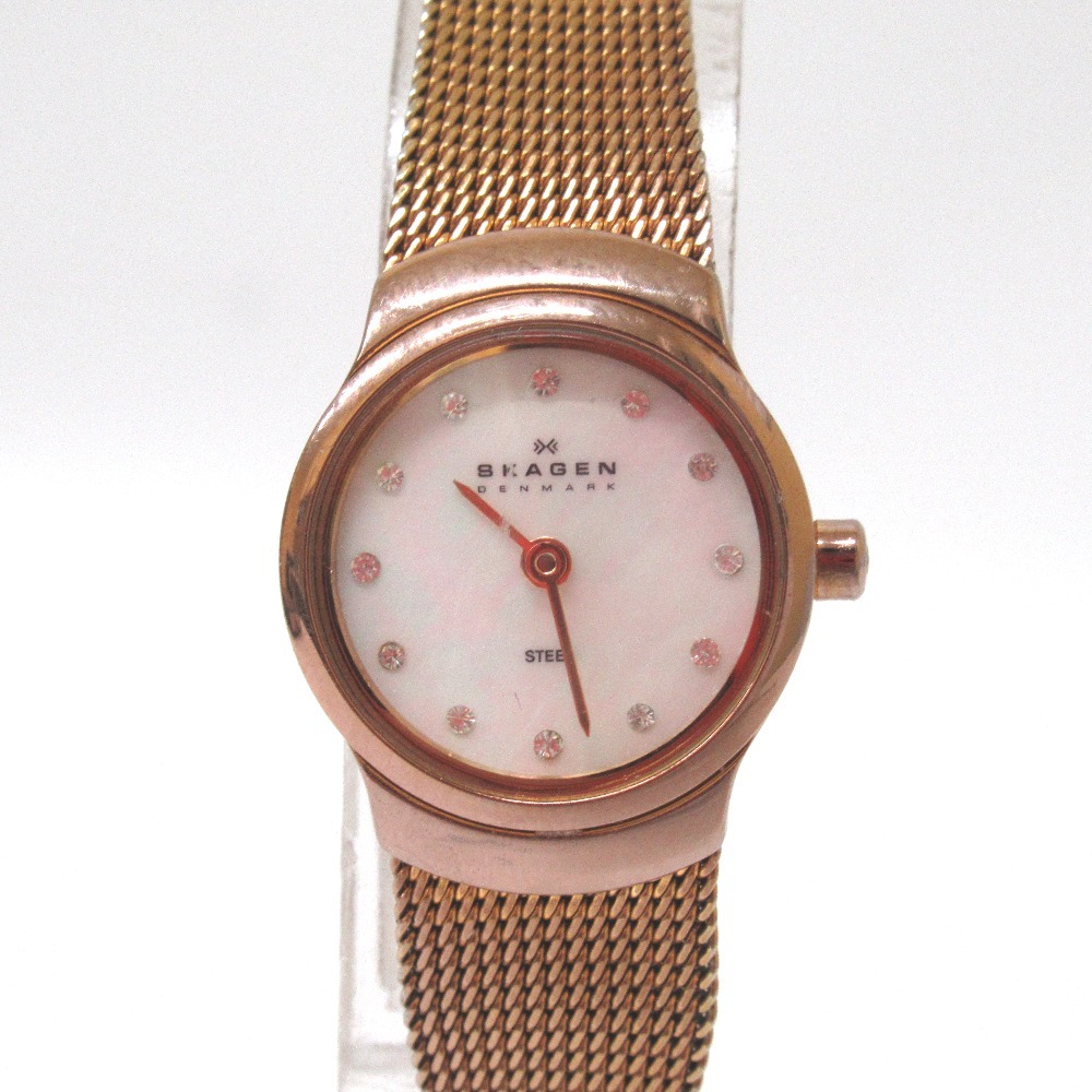 Tj296741 スカーゲン SKAGEN レディース腕時計　シェル文字盤　クォーツ 502XSRR 中古