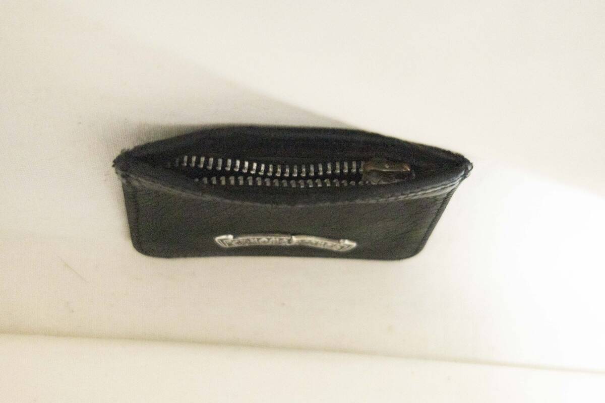 ☆CHROME HEARTS/チェンジパース レザーコインケース/ブラック/正規品/レザー割れ・ロゴプレート割れ/ダガー欠品ジャンク現状品☆