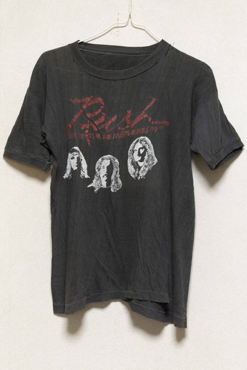 ☆Rush/80s(80年代)バンド79年ツアーTシャツ/ブラック/襟脇など破れあり/ジャンク現状品☆
