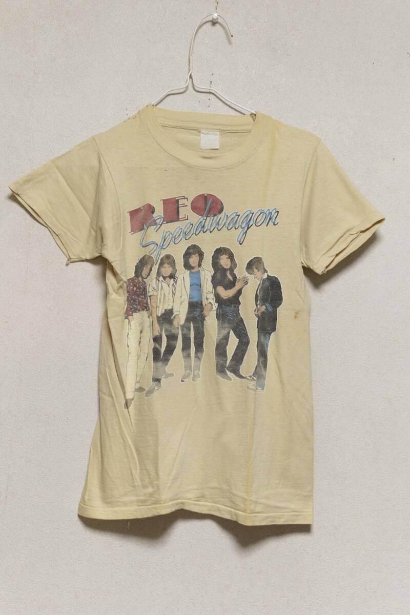 ☆SCREEN STARS/LEO SPEED WAGON 80s(80年代)バンド81年ツアーTシャツ/クリーム/使用感それなり所々に染み有/現状品☆