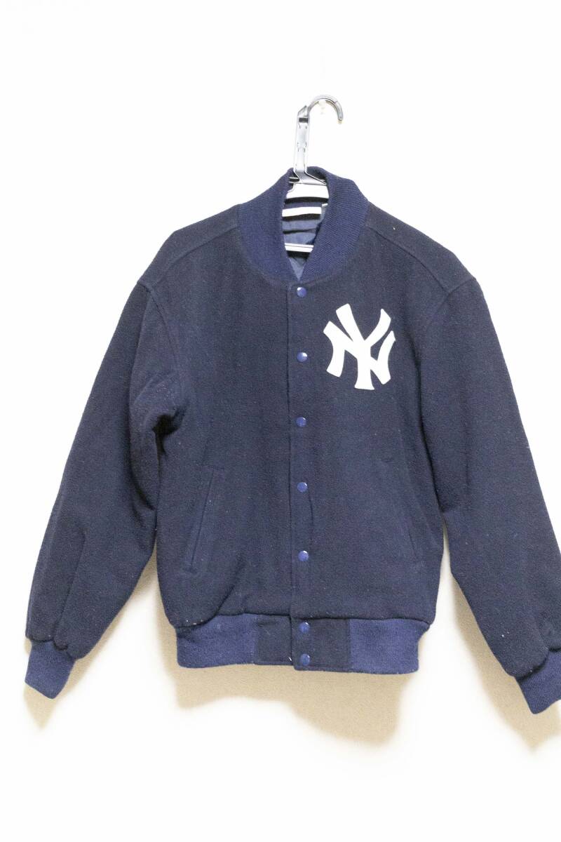 ☆MLB公式ニューヨークヤンキースウールスタジャン/90s(90年代/)グレー/Size:M/毛玉有使用感有現状品☆