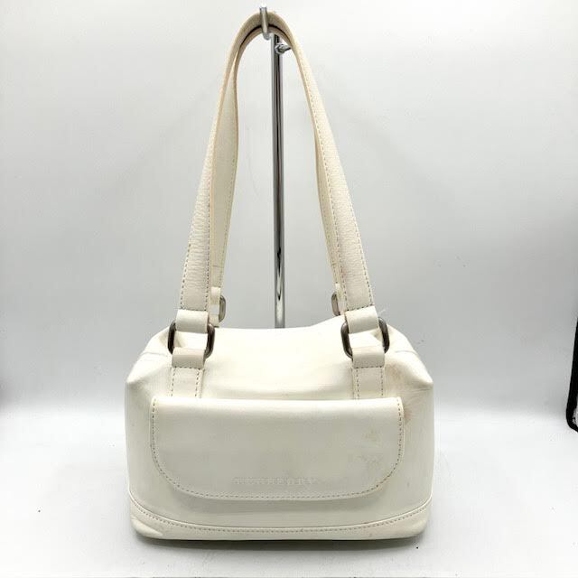 A８　BURBERRY　バーバリー　ホワイトレザーハンドバッグ