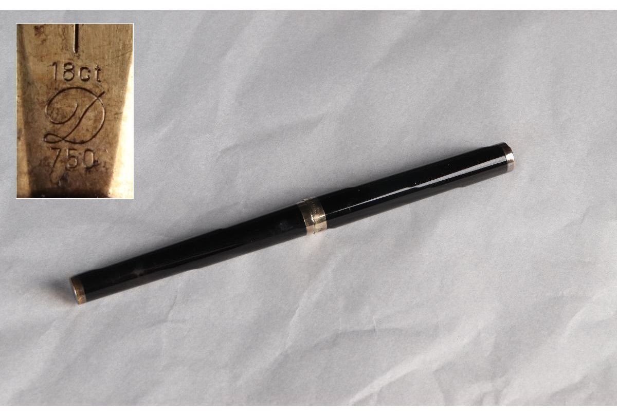 [URA]18ct750刻印/Du Pont(デュポン)万年筆/27g/9-5-149　(検索)骨董/ペン/筆/文具/文房具/インク