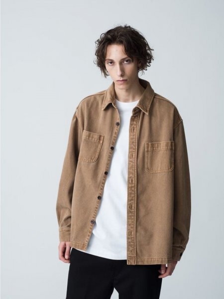 RHC Ron Herman 厚手　シャツジャケット　ロンハーマンDrill Shirt ツイルコットンドリルシャツ ブラウン L