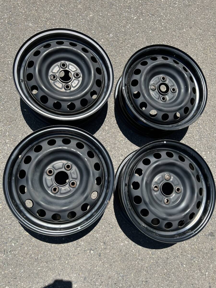 トヨタ 純正 アクア 15インチ スチール ホイール 4本セット 15X5.5J 4穴 PCD100 プロボックス ヴィッツ ポルテ No.168