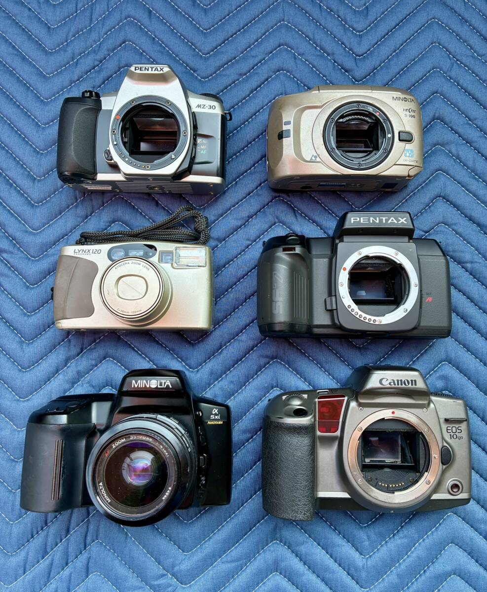 【通電確認済】フィルムカメラ 6台セット PENTAX MZ-30/YASHICA Lynx 120/EOS 10QD など まとめ売り