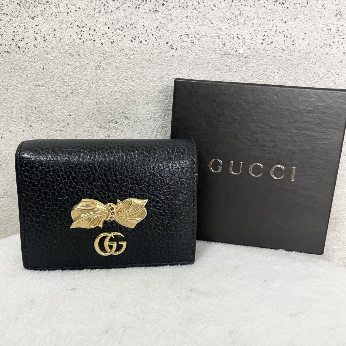 【贅沢品の極み】GUCCI グッチ　折財布　カードケース　コインケース　お札ケース　マーモント　GG　レザー　ブラック　ピンク　花柄　