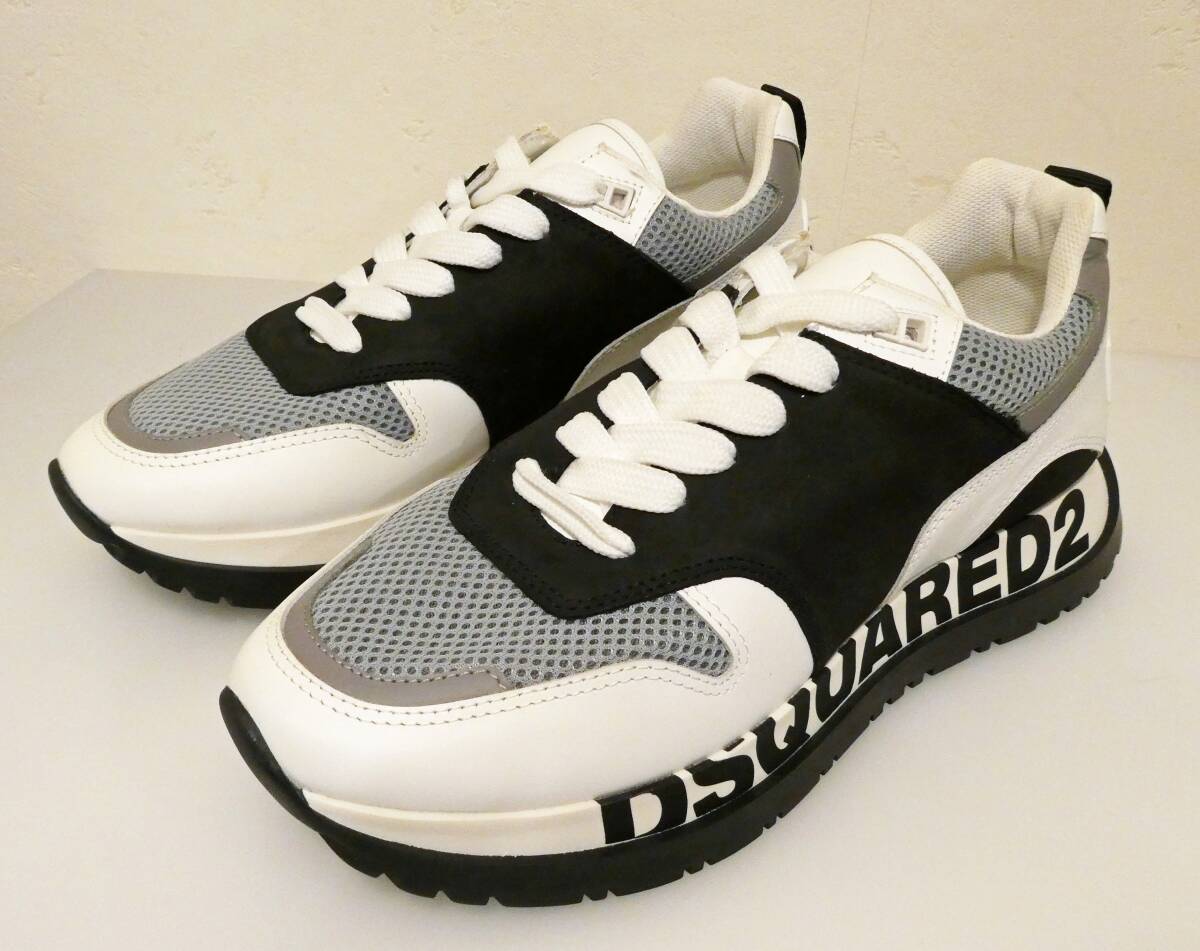 DSQUARED2 ディースクエアード RUNNING スニーカー メンズ ブラック ホワイト 41 未使用品