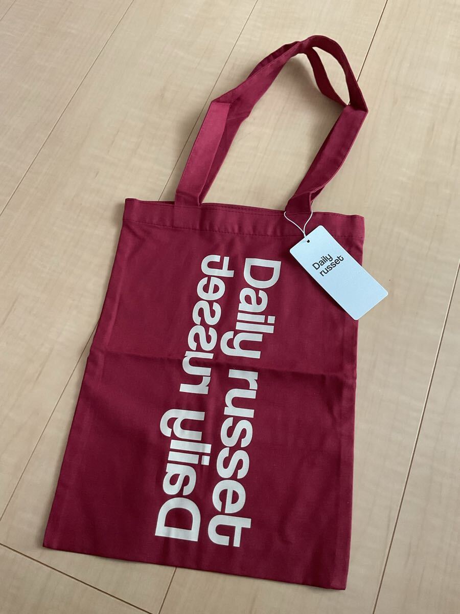 Daily russet デイリーラシット エコバッグ トートバッグ サブバッグ　赤　新品　未使用品