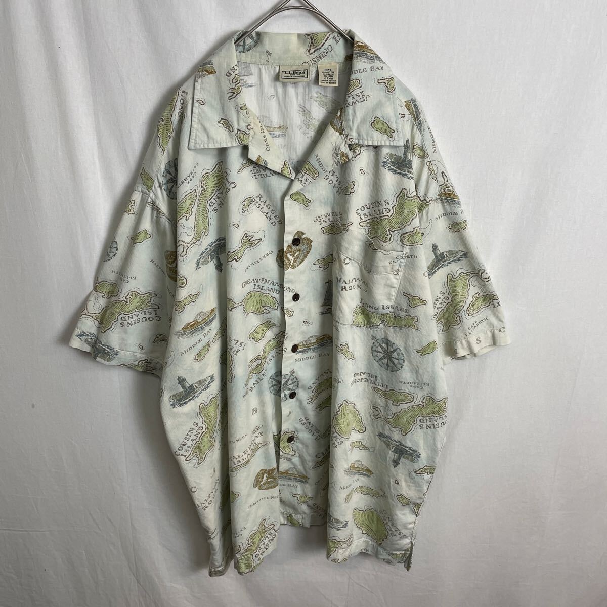 L.L.Bean 半袖アロハシャツ　古着　XL-Rサイズ オープンカラー