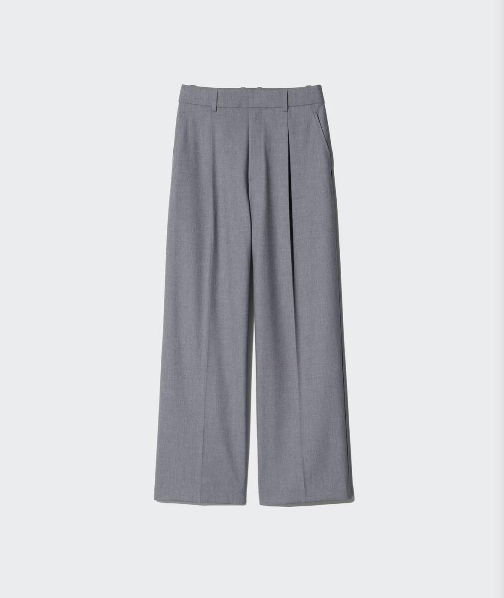 【UNIQLO】タックワイドパンツ　Size/M　グレー　ユニクロ