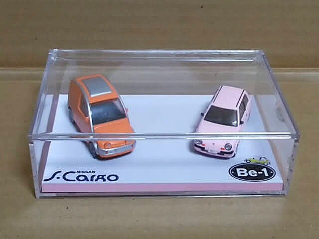 ★1/64 タカラトミー アオシマ 日産 エスカルゴ Be-1 2台 内装塗装 ケース付き A