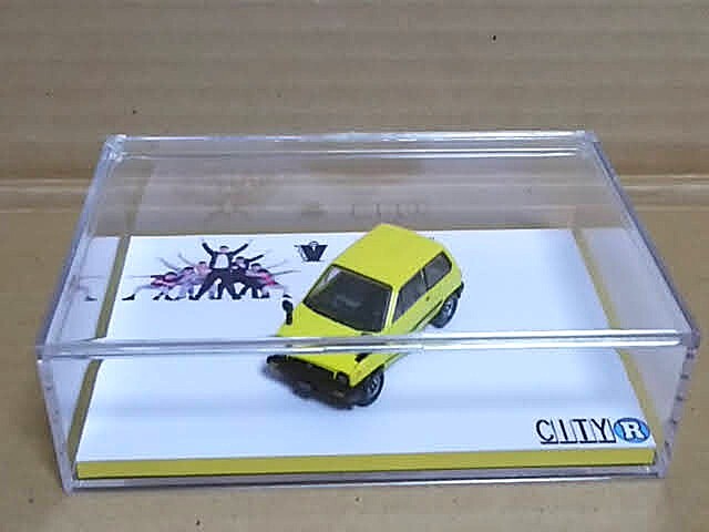 ★1/64 アオシマ ホンダ シティR 黄色 内装塗装 ケース付き HONDA CITYコレクション