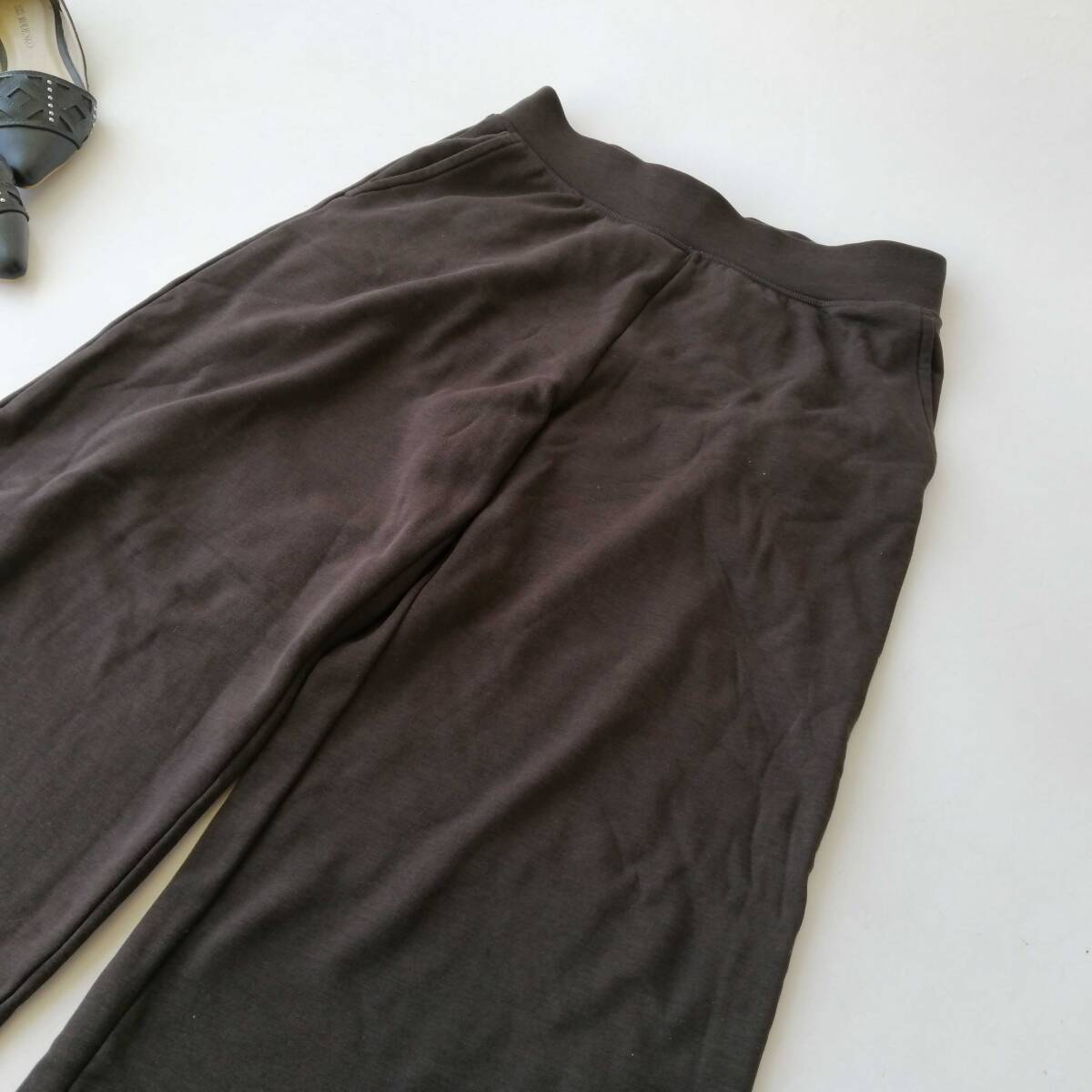 UNIQLO ユニクロ レディース♪ワイドスウェットパンツ 裏起毛 Lサイズ ダークブラウン 260512nn【4点同梱で送料無料】