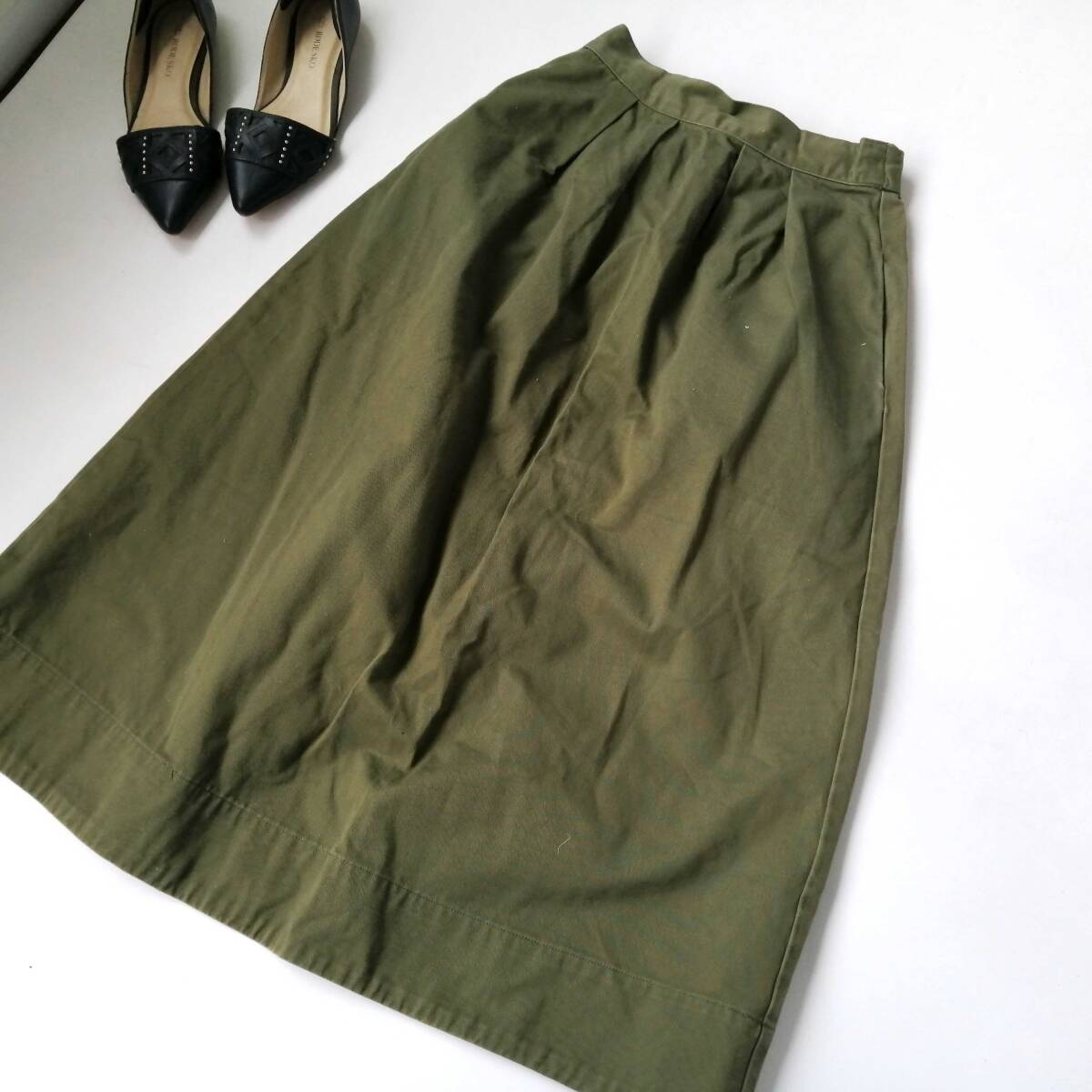 UNITED ARROWS ユナイテッドアローズ レディース♪ロングスカート 台形スカート カーキ色 260522nr【4点同梱で送料無料】