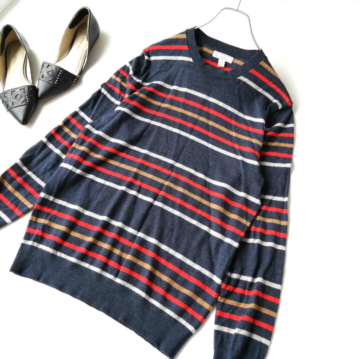 Gap ギャップ GAP メンズ♪長袖ニット 薄手ニット Mサイズ カラフルボーダー柄 260529ns【4点同梱で送料無料】