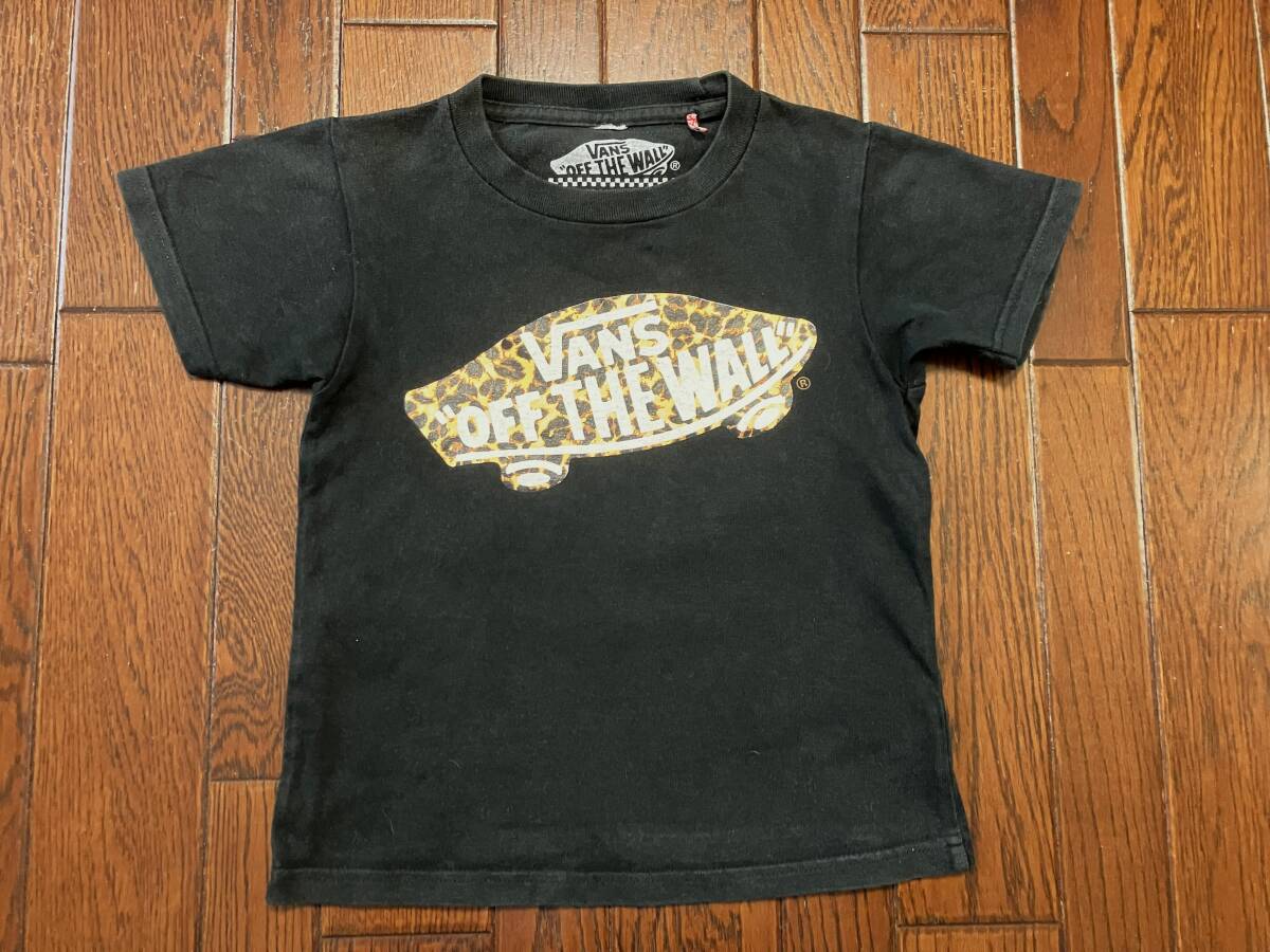 VANS バンズ 豹柄 スケボー プリント Tシャツ 黒 ブラック キッズ 子供服 レオパード ヒョウ柄 スケボー スケーター スケートボード