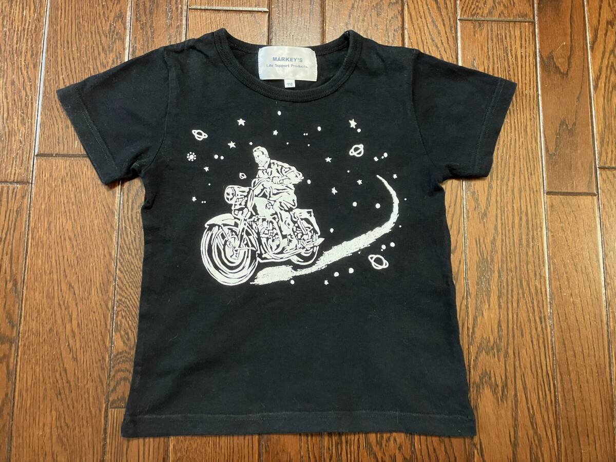 マーキーズ ＭＡＲＫＥＹ’Ｓ 両面プリント キッズ Ｔシャツ １１０ 黒 ブラック バイク バイカー 子供服