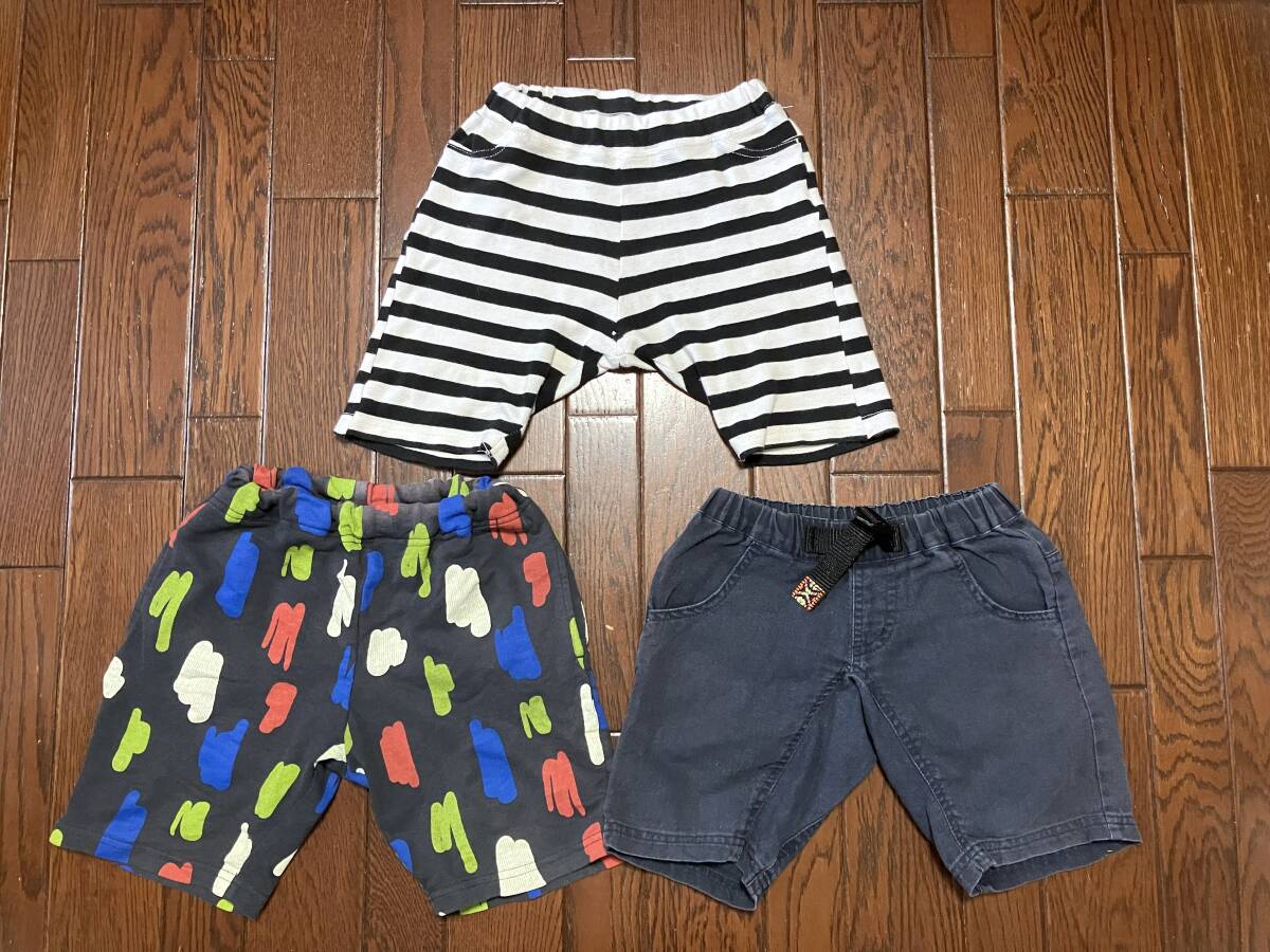 キッズ ハーフパンツ ３点セット ショーツ ショートパンツ 短パン 白 黒 ボーダー １００ MONOSO １１０ グローバルワーク S 子供服