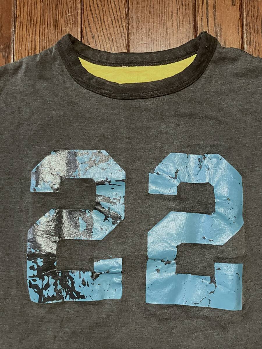 USA製 ２２ ゾロ目 ナンバリング リバーシブル Tシャツ フェード ブラック イエロー 黒 黄色 アメリカ製 アメカジ 古着