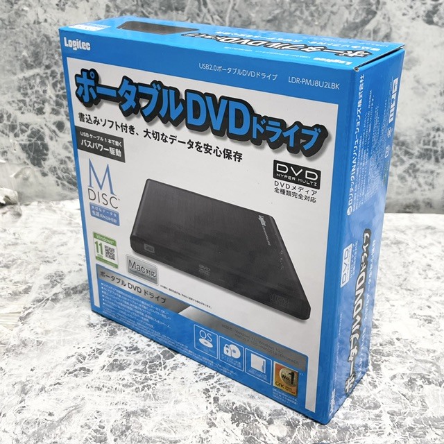 859//【未使用品】Logitec ロジテック製 ポータブル DVDドライブ LDR-PMJ8U2LBK