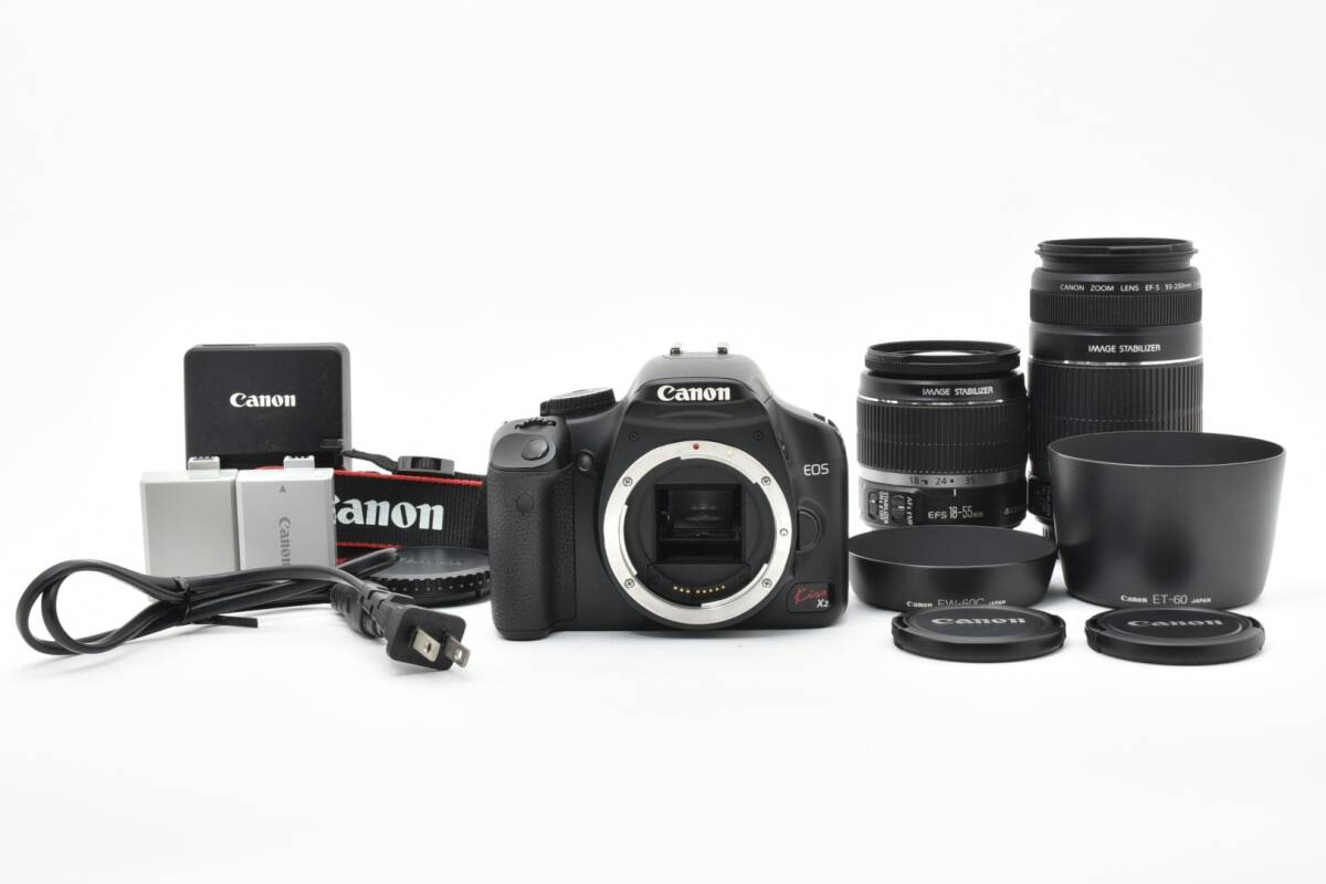 ■ 美品 ■ キャノン　 Canon EOS Kiss X2 18-55mm 50-200mm ダブルズームキット 《S数743枚》 　　#2876173-M19-R5