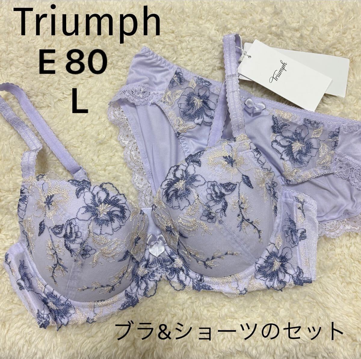 E80 Lサイズ　トリンプ Triumph 美胸　パープル　ブラジャーショーツセット　