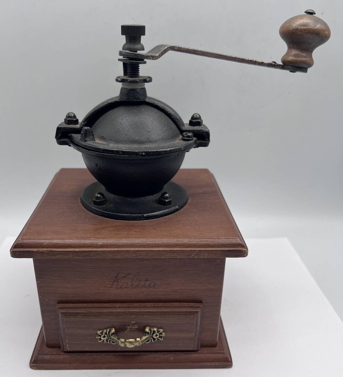 i2116A Kalita カリタ クラシックミル 手動式 コーヒーミル アンティーク レトロ 木製 鋳鉄製 動作未確認