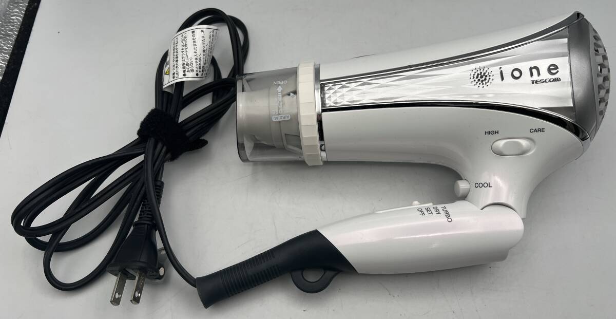 i1953A TESCOM ヘアドライヤー TID1100 ione テスコム ドライヤー ホワイト White 白 速乾 美髪 大風量 1300w 通電確認済 動作未確認