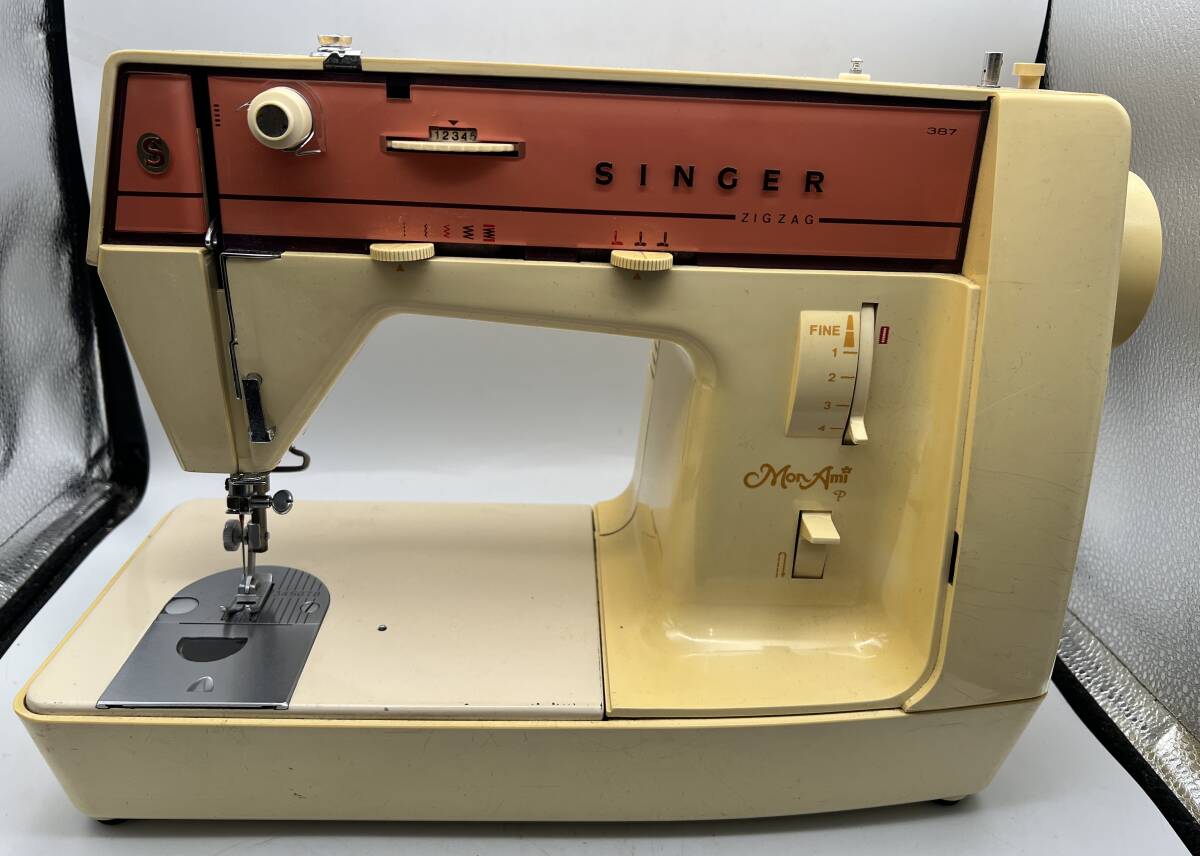 i2139C シンガー SINGER Mon Ami P ZIGZAG 387 家庭用ミシン モナミ 手芸 裁縫 シンガ裁縫 レトロ 現状品 通電未確認 動作未確認