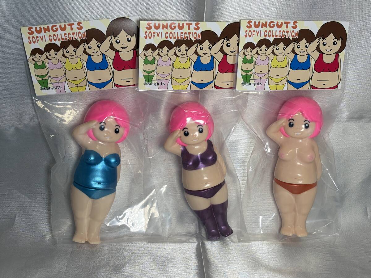 サンガッツ本舗 あずき ピンクヘア 3種セット ソフビ フィギュア SUNGUTS デザフェス デザインフェスタ
