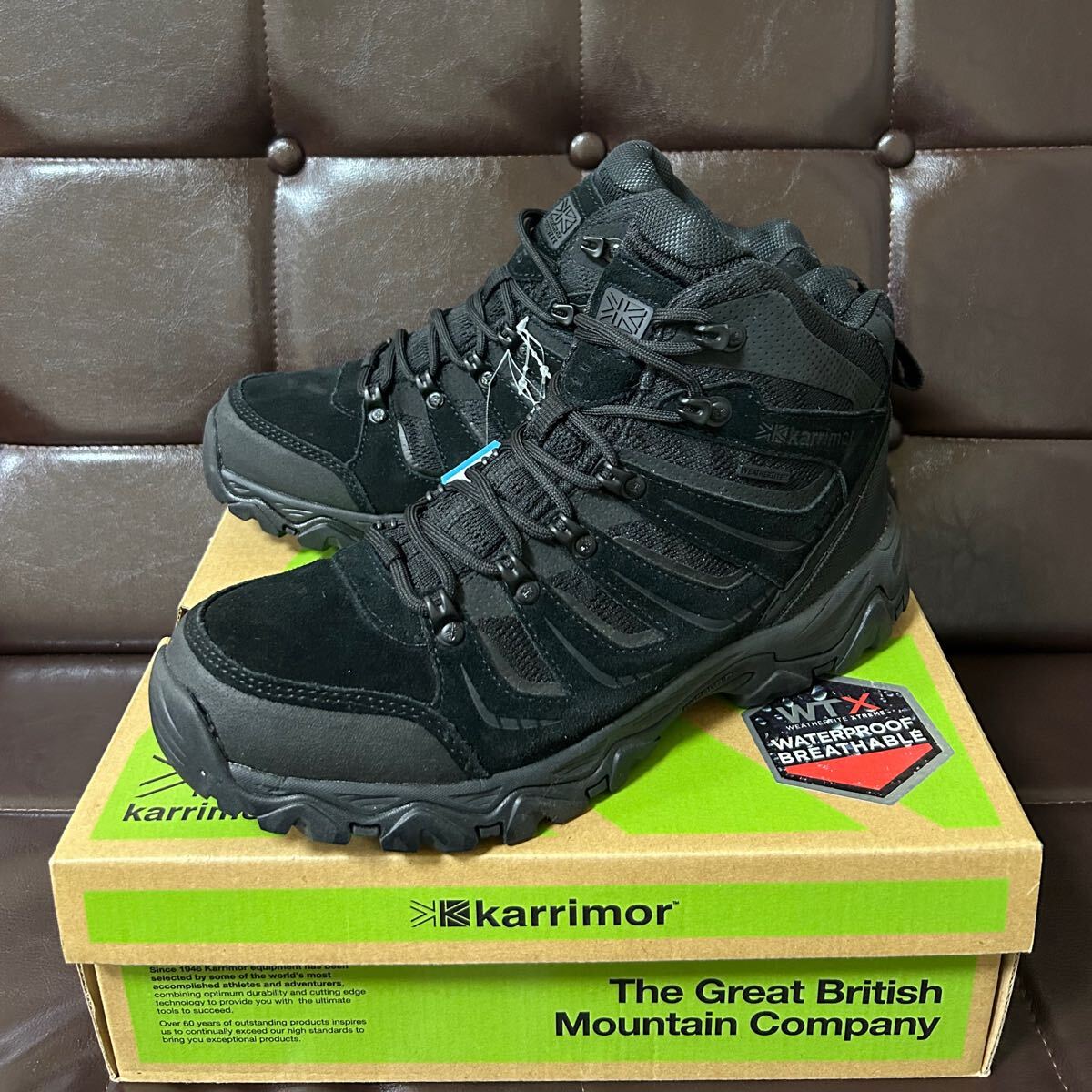 新品！KarrimorカリマーMount Mid9weathertite本革防水トレッキングシューズ29cmオールブラックweathertite防水DYNAGRIPソール