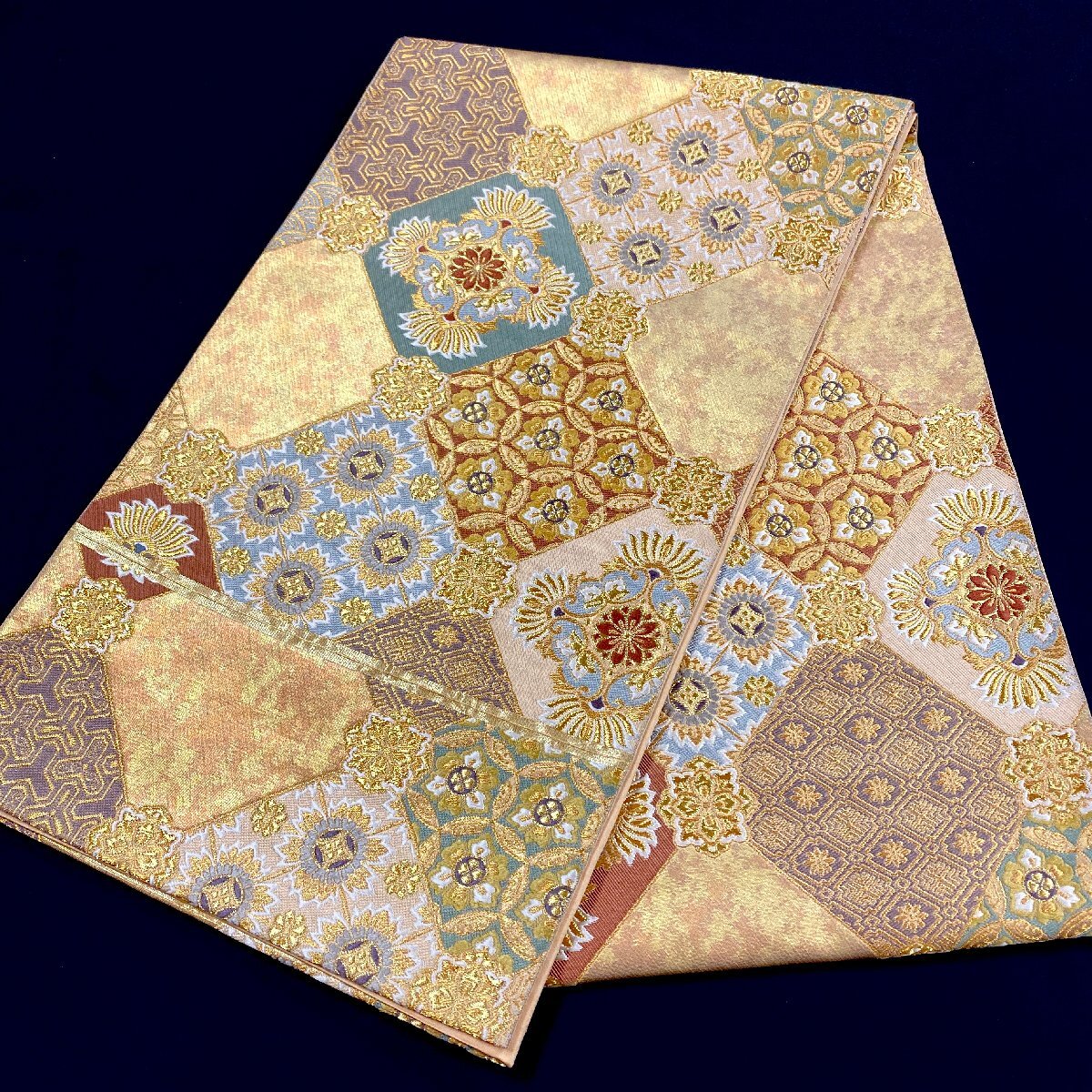 着物月花　本家加納　引箔　華文様　袋帯　六通柄　正絹　金糸　西陣織物　帯芯無し仕立て　ob9658